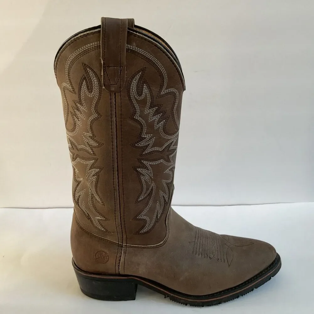 Double-H AG7 Work Western Cowboy Boots Brown Leather Sz 8D #1370